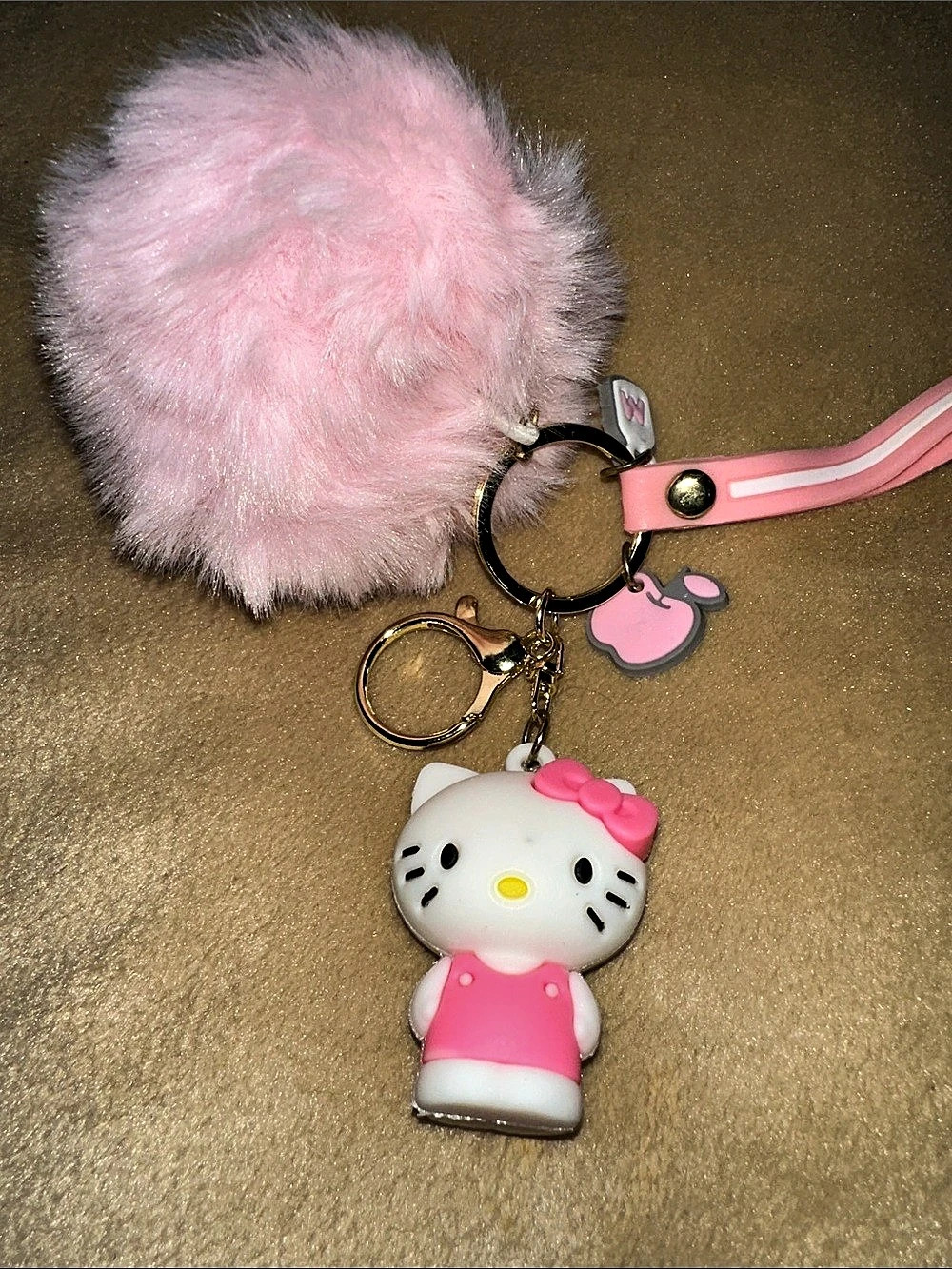 Sanrio Hello Kitty Pom Wristlet Keychain Pink Hello Kitty Pom Keychain